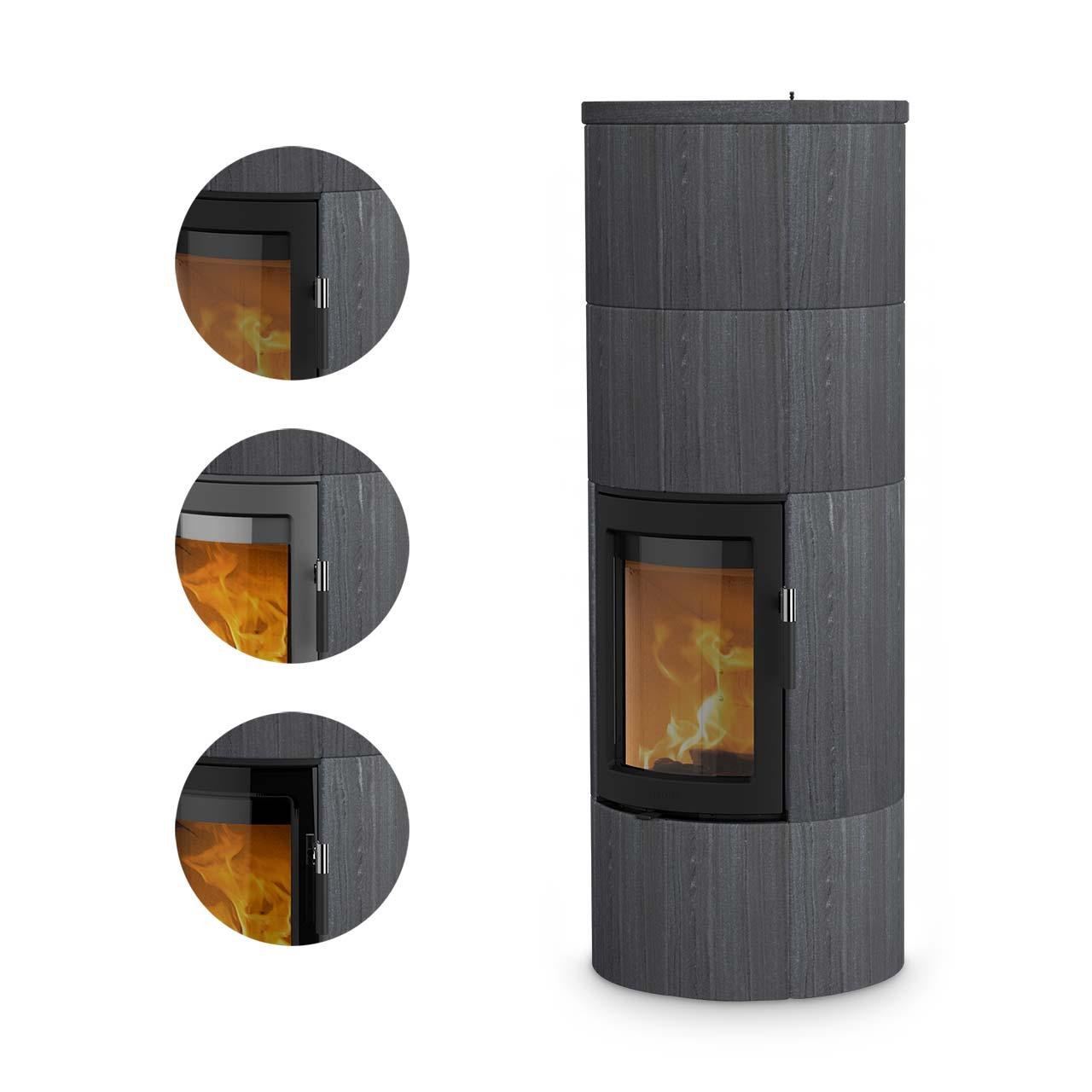 Speicherofen Lotus Maestro 2 Indian Night 6 kW - Feuerraumtür: Grau