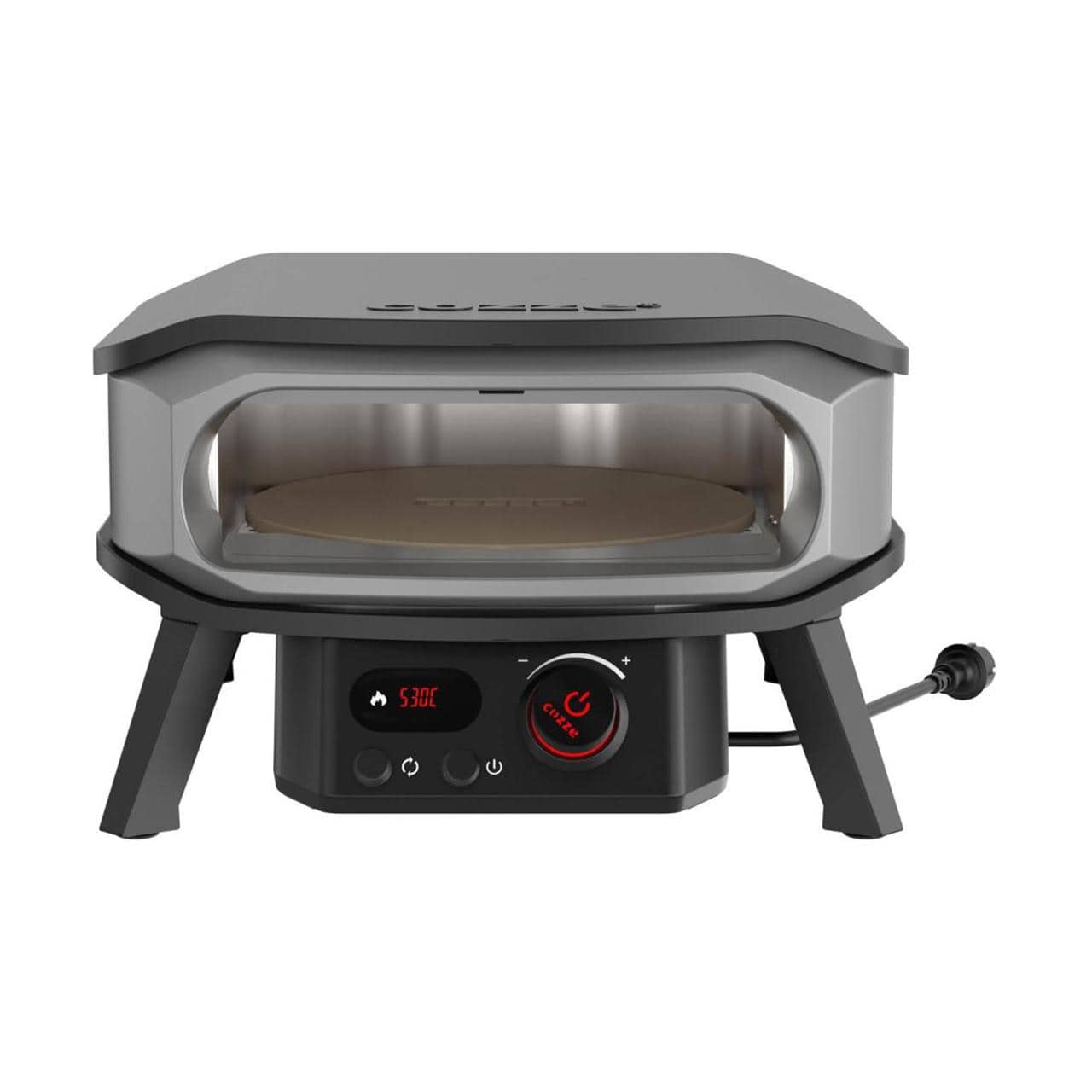 Elektro Pizzaofen Cozze 13 Zoll Premium Rotate 2200 W inkl. drehbarer Pizzastein & Digital-Thermometer