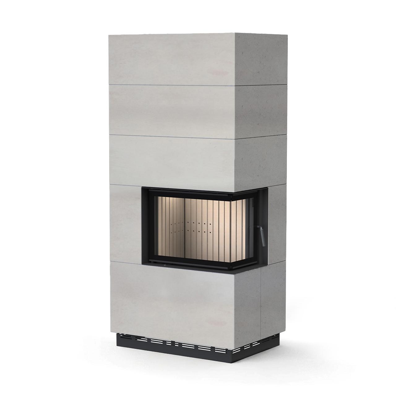 Kaminbausatz Brunner wasserführend BSK 12.1 Kamin-Kessel Eck 42/57/30 rechts, Drehtür 8 kW - Kessel-Ausführung: Glaskeramik (GK)