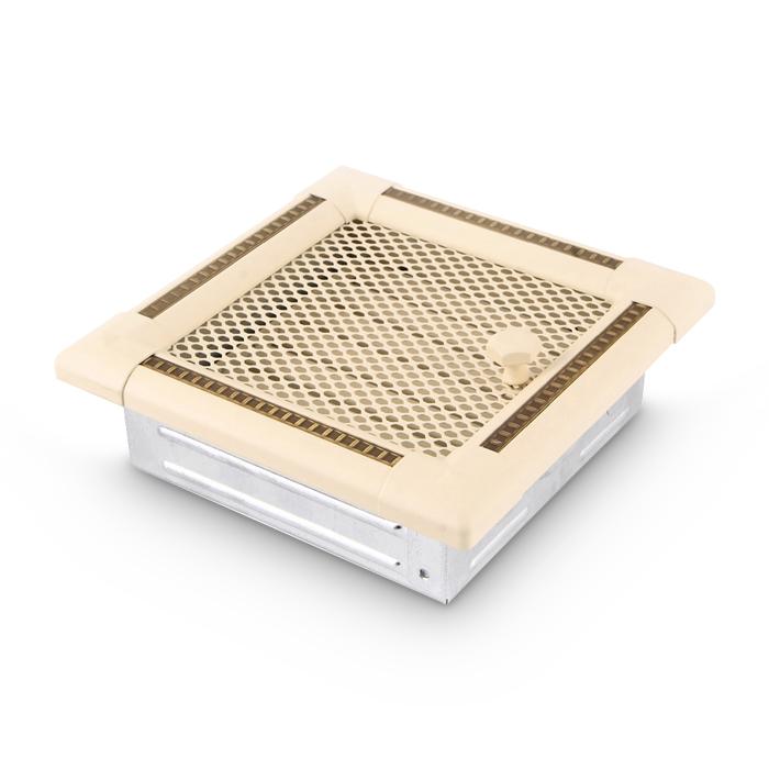 Warmluftgitter 20x20cm Kamin Lüftungsgitter Ofen Gitter Elfenbein Gold