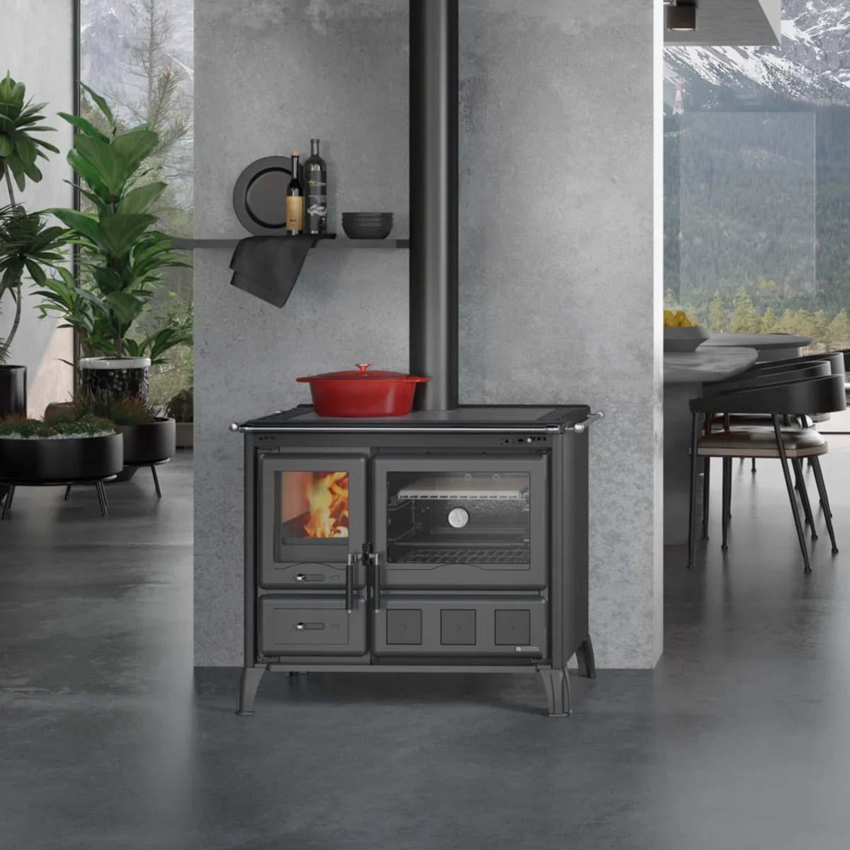 Küchenofen La Nordica Prestige Line Gardenia XXL mit 10,5 kW - Verkleidung: Anthrazit-Schwarz