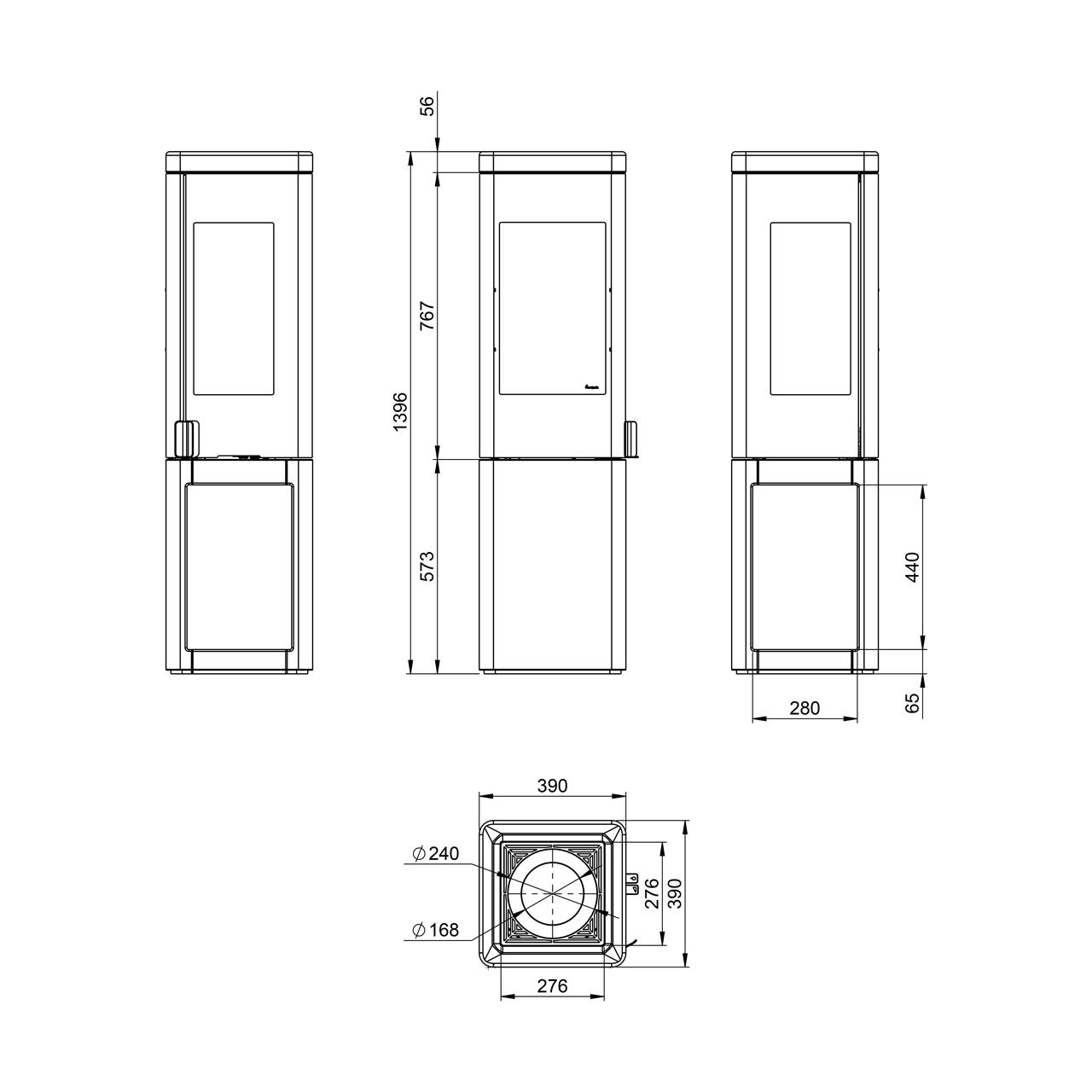 Kaminofen Nordpeis YoU Colorado White 6,6 kW - Ausführung: Nordpeis YoU Colorado White, Thermotte Dark