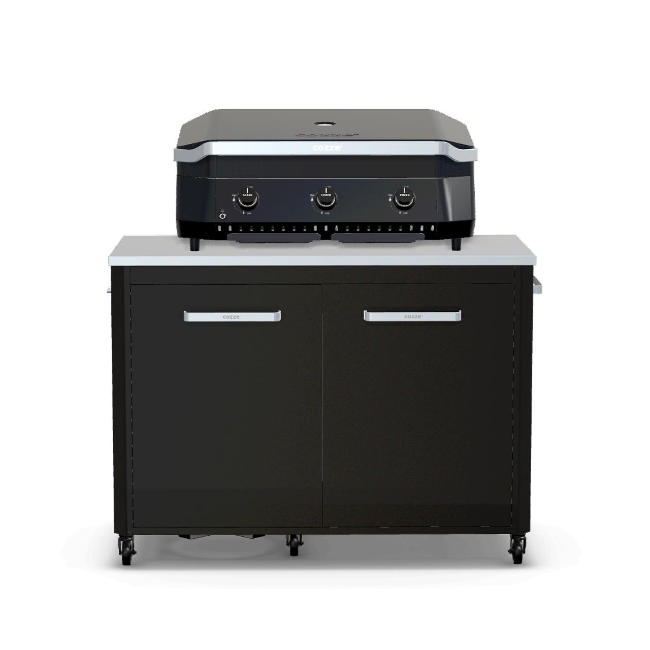 Cozze Plancha G-800 Bundle inkl. Schrankmodul 120 cm mit Edelstahlplatte & Gratis Grillspatel