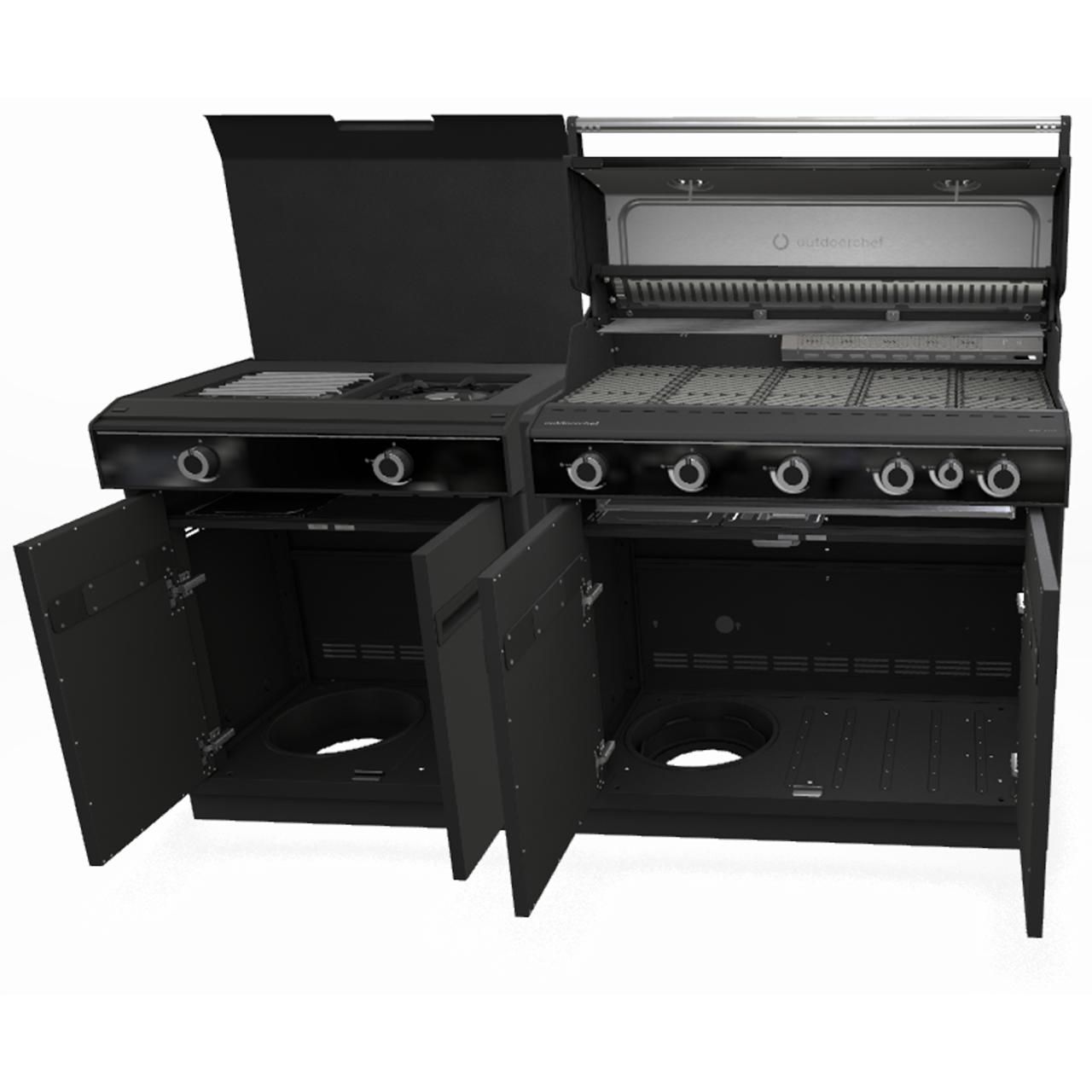 Outdoorchef Heat Outdoorküche X-515 RB K mit Blazing und Cooking Zone X-245 K: 5 Twin Burner, Heckbrenner und 900 °C Infrarotzone