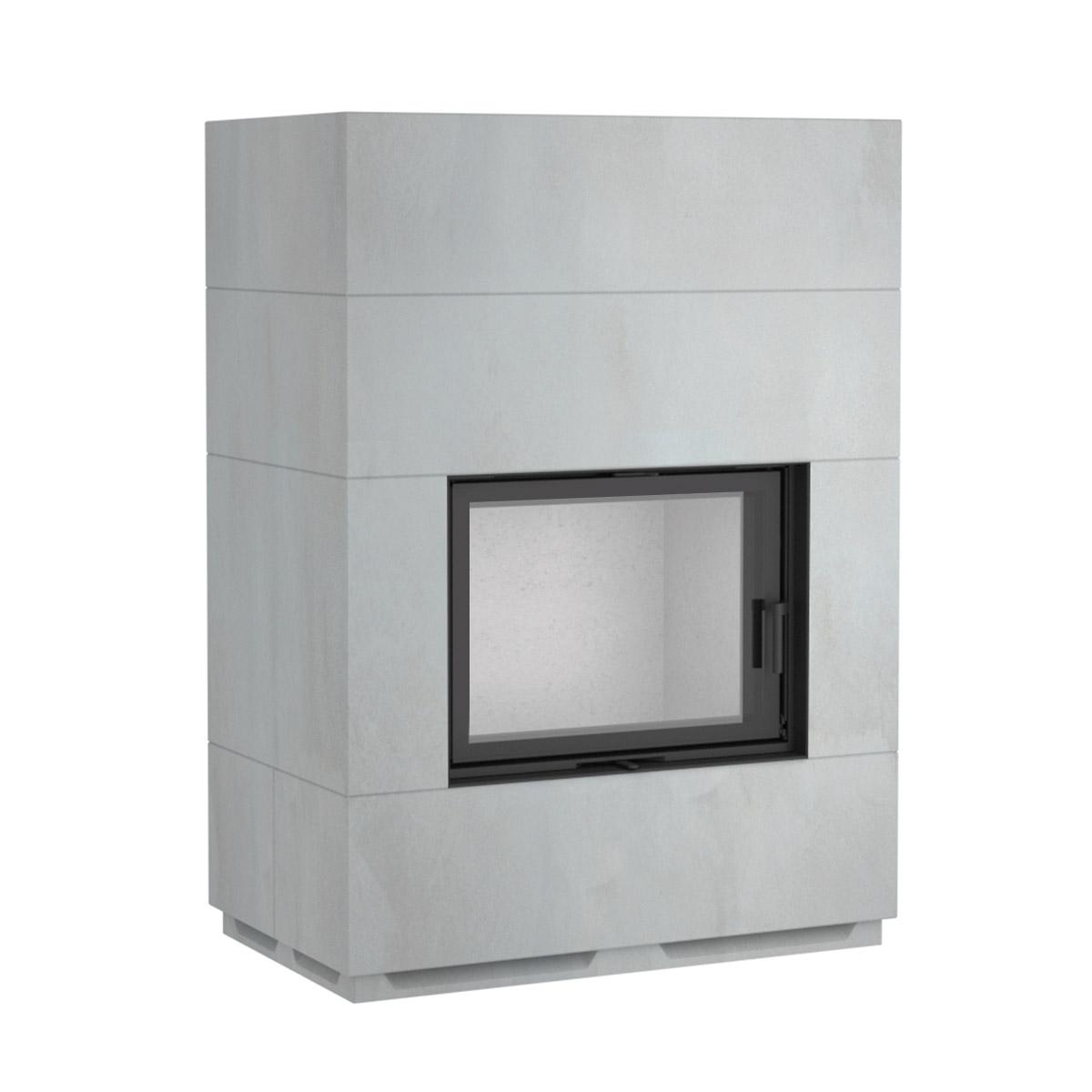 Kaminbausatz Camina S7 mit 9 kW - Ausführung Kaminbausatz: kurz - Türausführung: schwenkbar, Türanschlag links - Feuerraumauskleidung: Schamotte weiß
