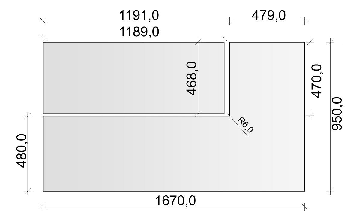2tlg. Winterplatte/Vorlegeplatte, 167x95 cm mit gefaster Kante