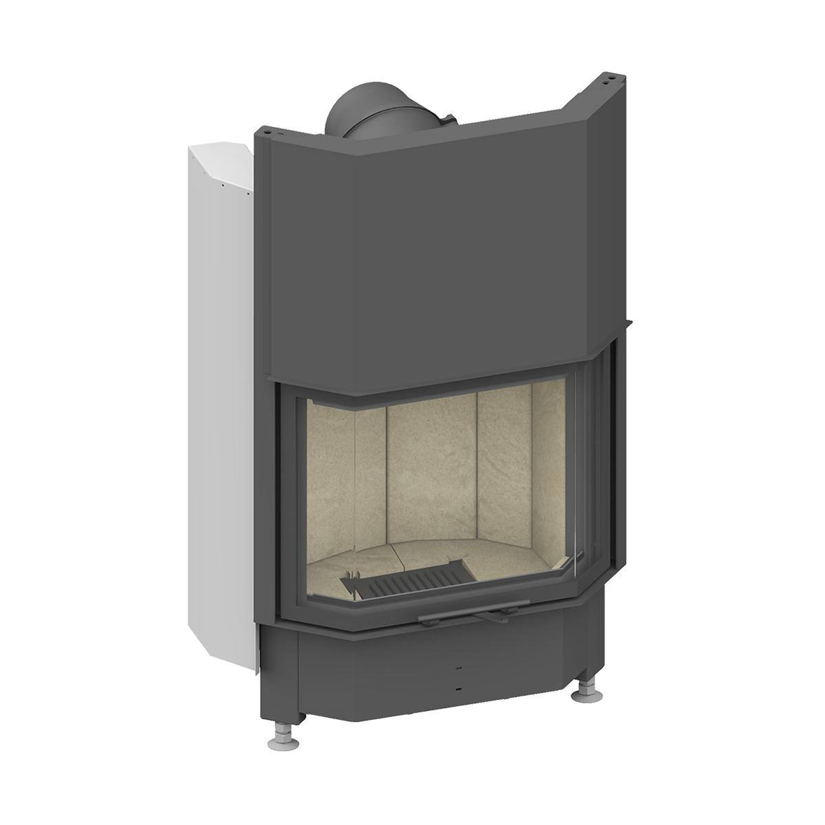 Kamineinsatz Schmid Pano 67 h mit 9 kW - Türhöhe: 51 cm - Brennraumauskleidung: Schamotte Beige