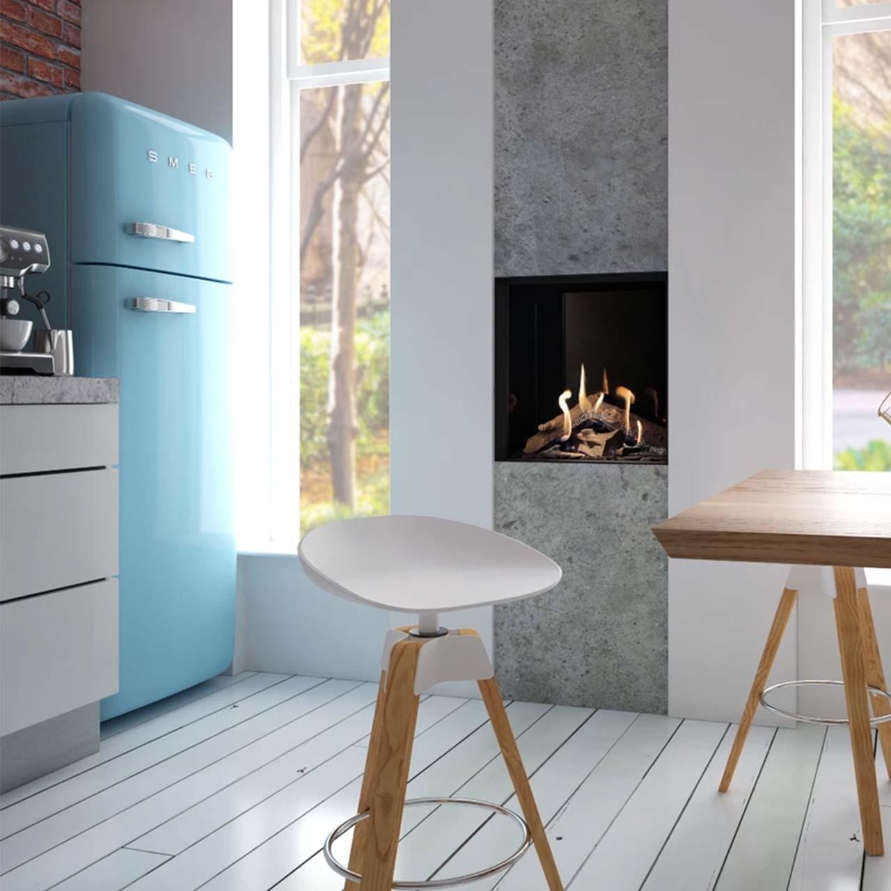 Gaskamin DRU Global 55XT BF RCE - Ausführung: G25 (L/LL), Innenauskleidung Classic, entspiegeltes Glas