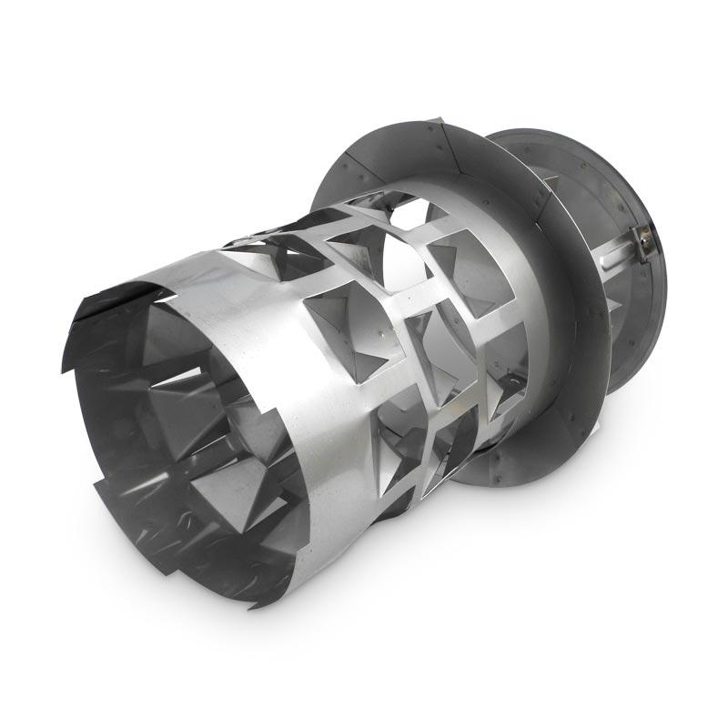 Schornsteinaufsatz Windkat 150 mm, Einschub Eckig - Einschteckstutzen eckig: 138x138 mm