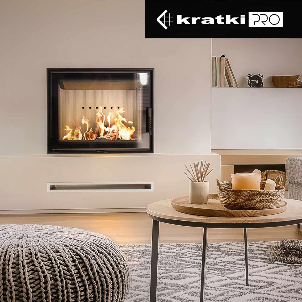 Kamineinsatz Kratki LUCY/14/NEW 14 kW - Feuerraumauskleidung: weiß - Tür selbstschließend: nein