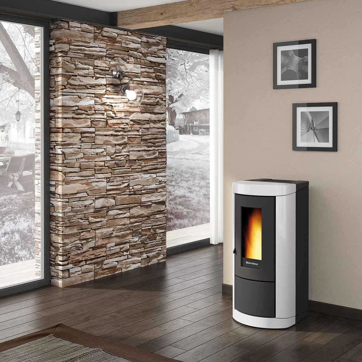Pelletofen Extraflame Evolution Line Mietta Evo mit 9 kW - Verkleidung: weiß