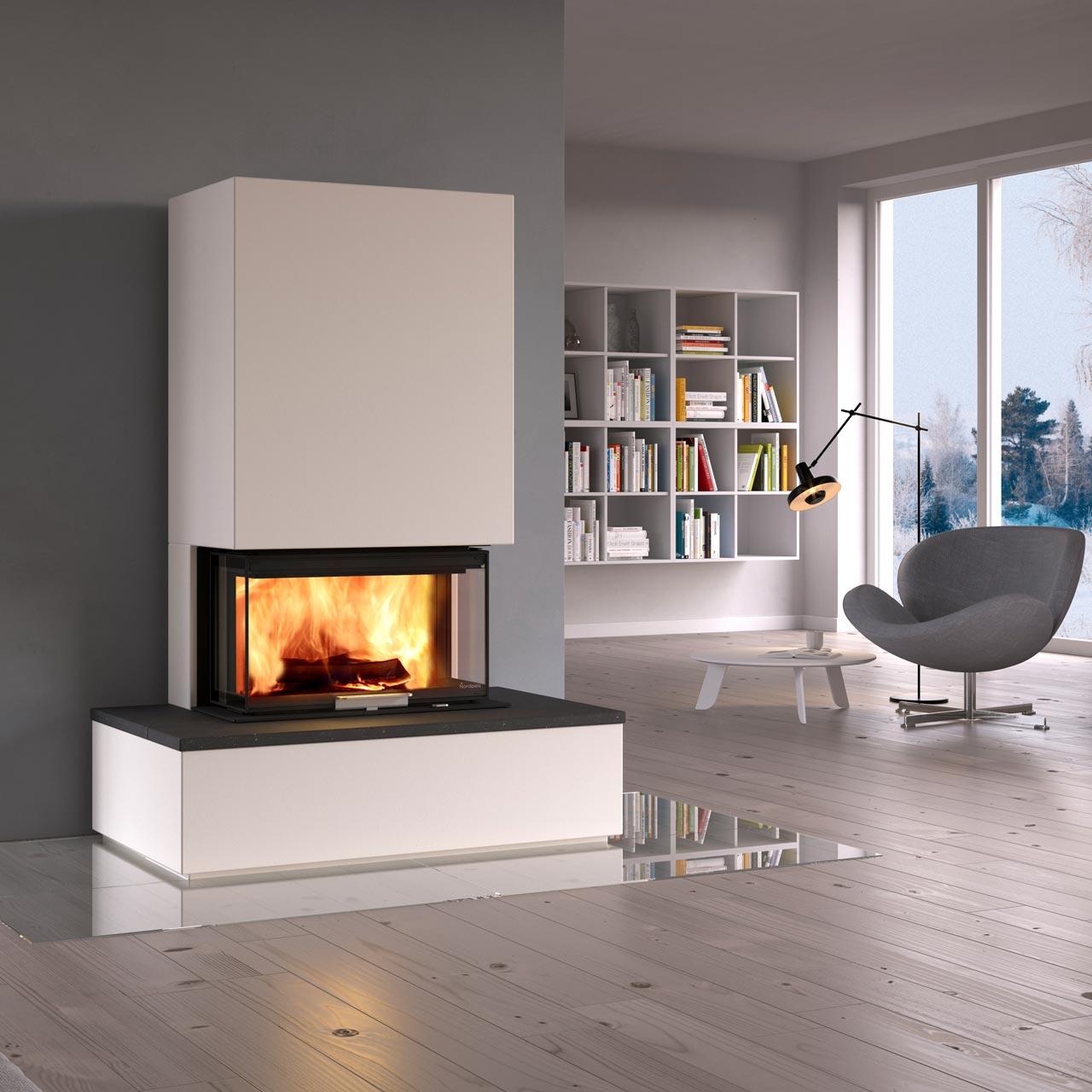 Kaminbausatz Nordpeis Monaco III Bank 8 kW - Ausführung: Feuerraumauskleidung Thermotte Dark