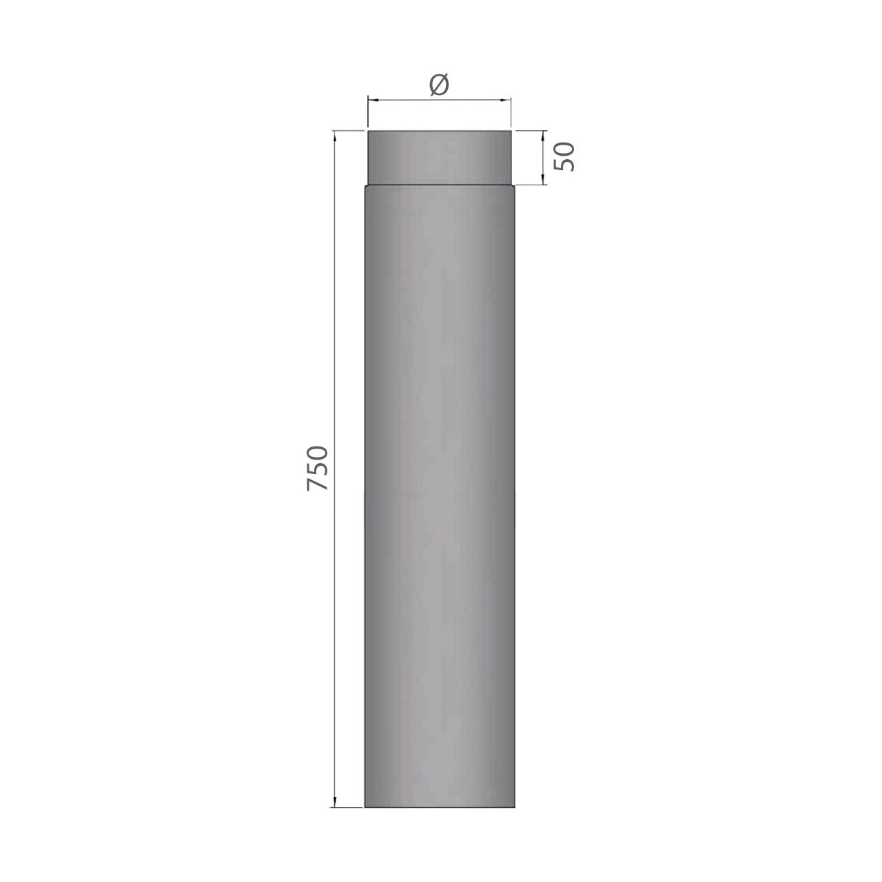 Ofenrohr DN 150 mm Länge 750 mm Gussgrau