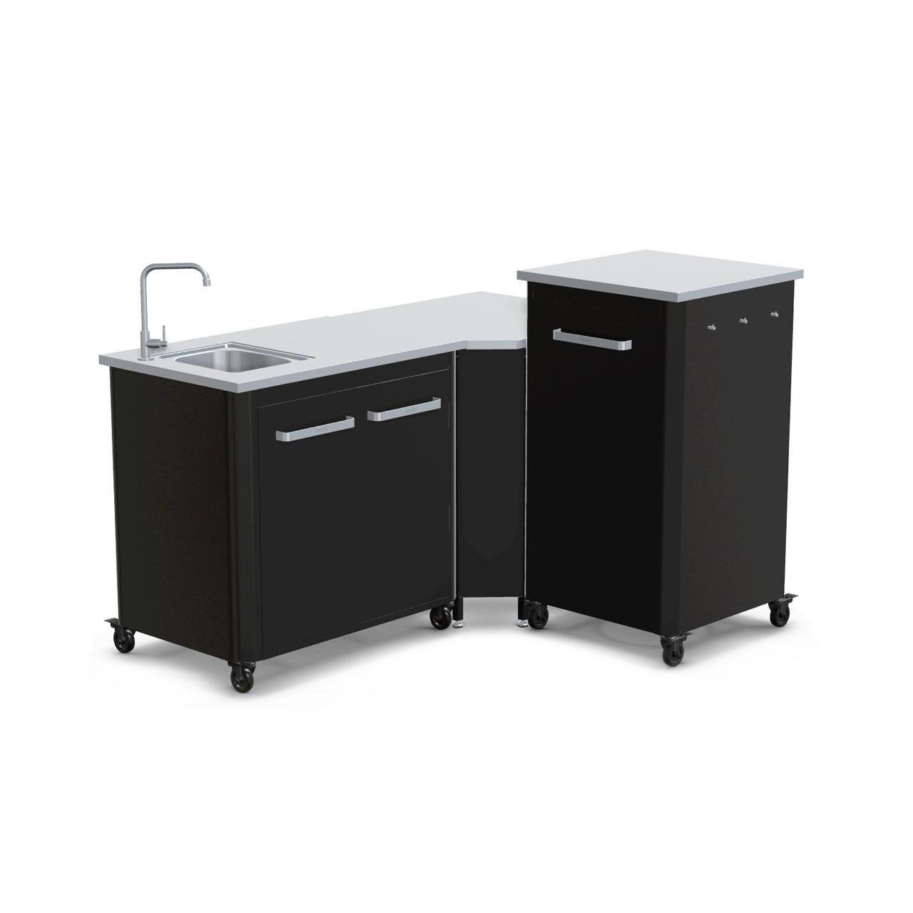 Cozze Outdoorküche Bundle mit Ecktisch, Spülenschrank 90 cm & hohem Schrankmodul 60 cm mit Edelstahlplatte