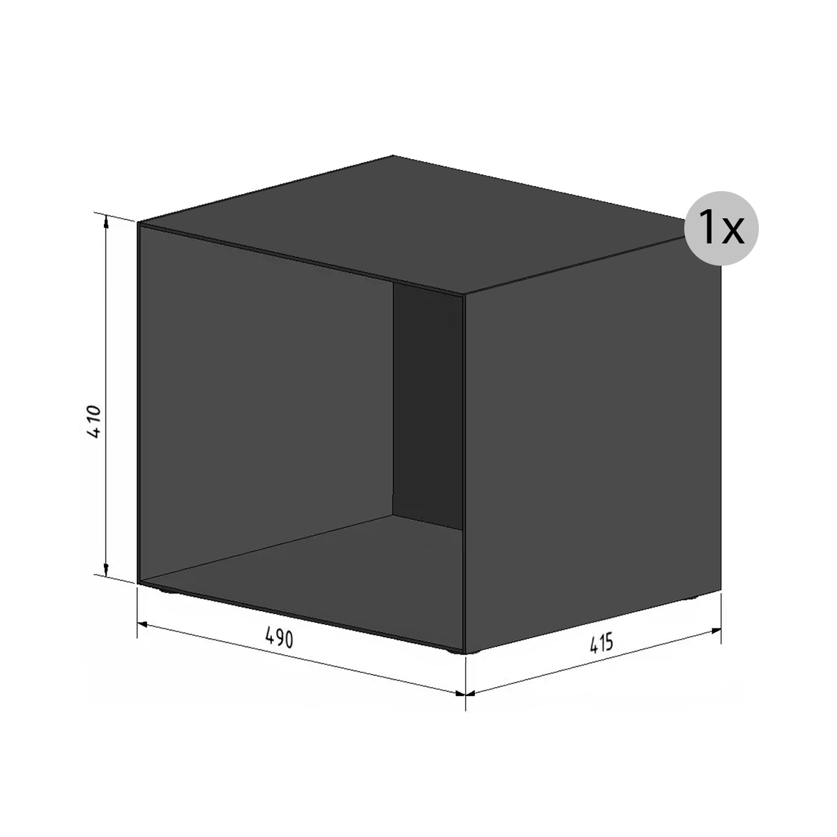 1x Anbaubox (Höhe 410 mm)