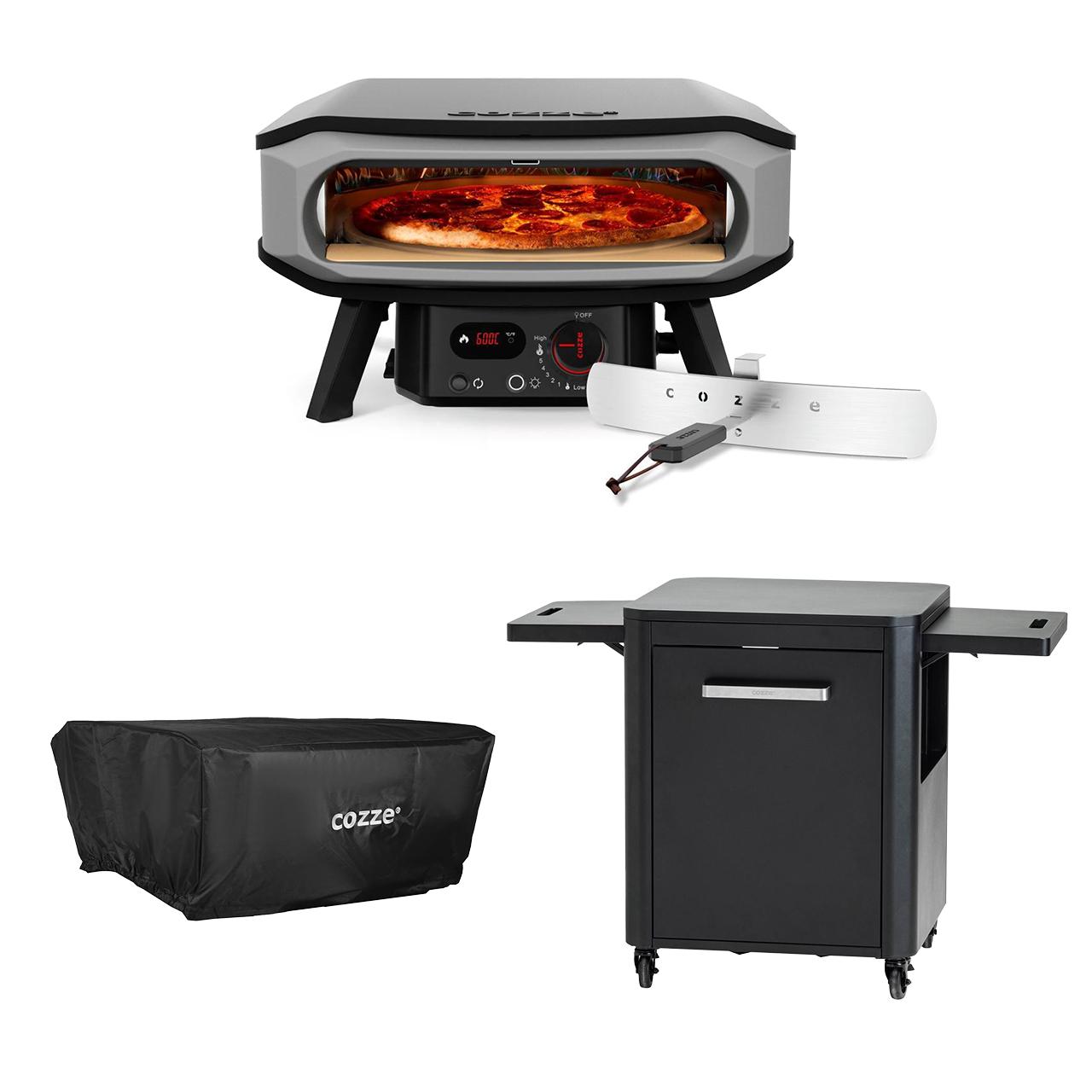 Cozze Pizza Outdoor Bundle 17 Zoll: Gas Pizzaofen Premium Rotate inkl. Rolltisch und Abdeckhaube