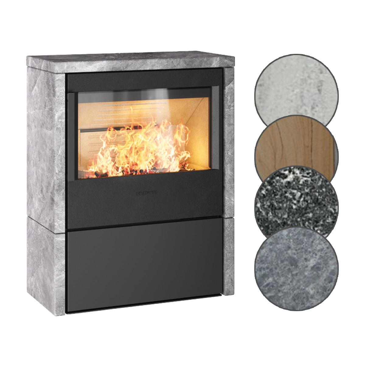 Kaminofen HWAM 5440 SmartControl Naturstein 6,1 kW - Ausführung: 5440c schwarz - Verkleidung: Tobacco - Rauchrohranschluss: Oben