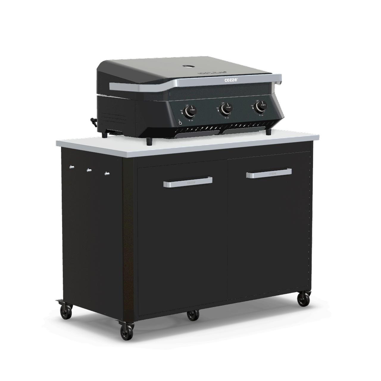 Cozze Plancha G-800 Bundle inkl. Schrankmodul 120 cm mit Edelstahlplatte & Gratis Grillspatel