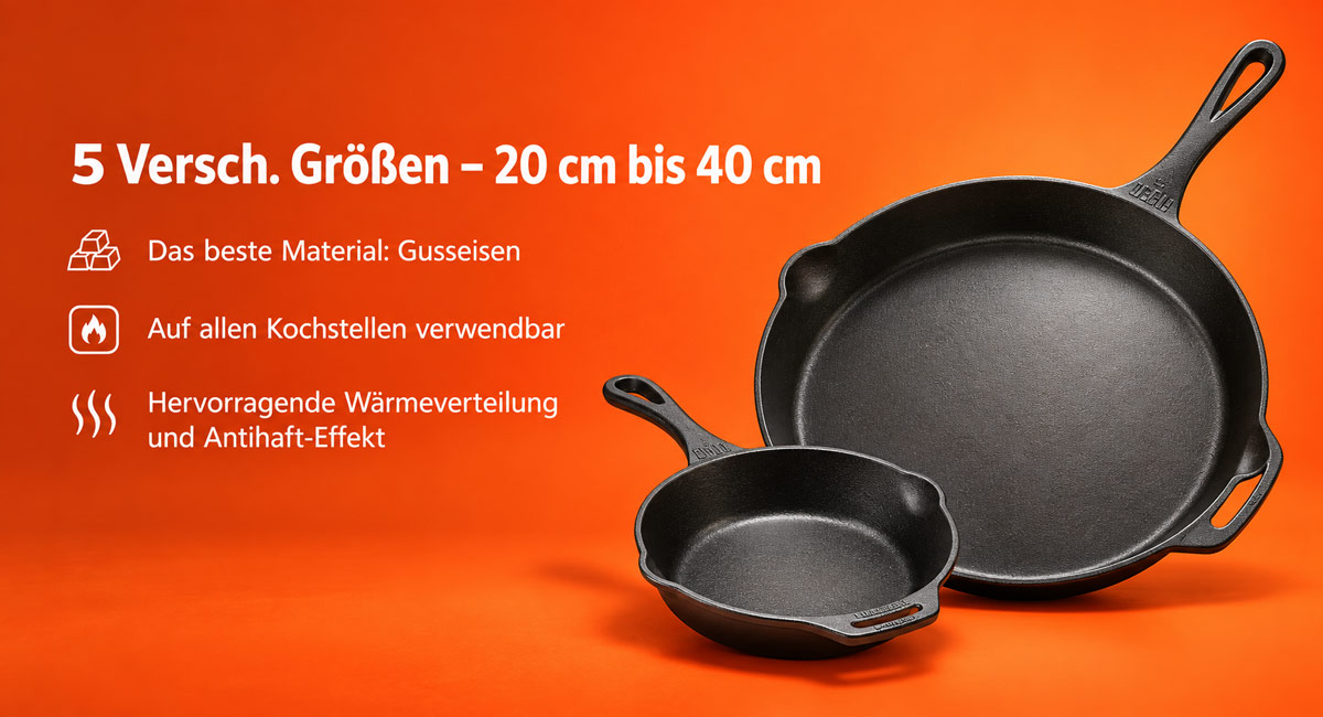 KI generiertes Titelbild, Petromax Gusseisen Feuerpfanne mit Stiel