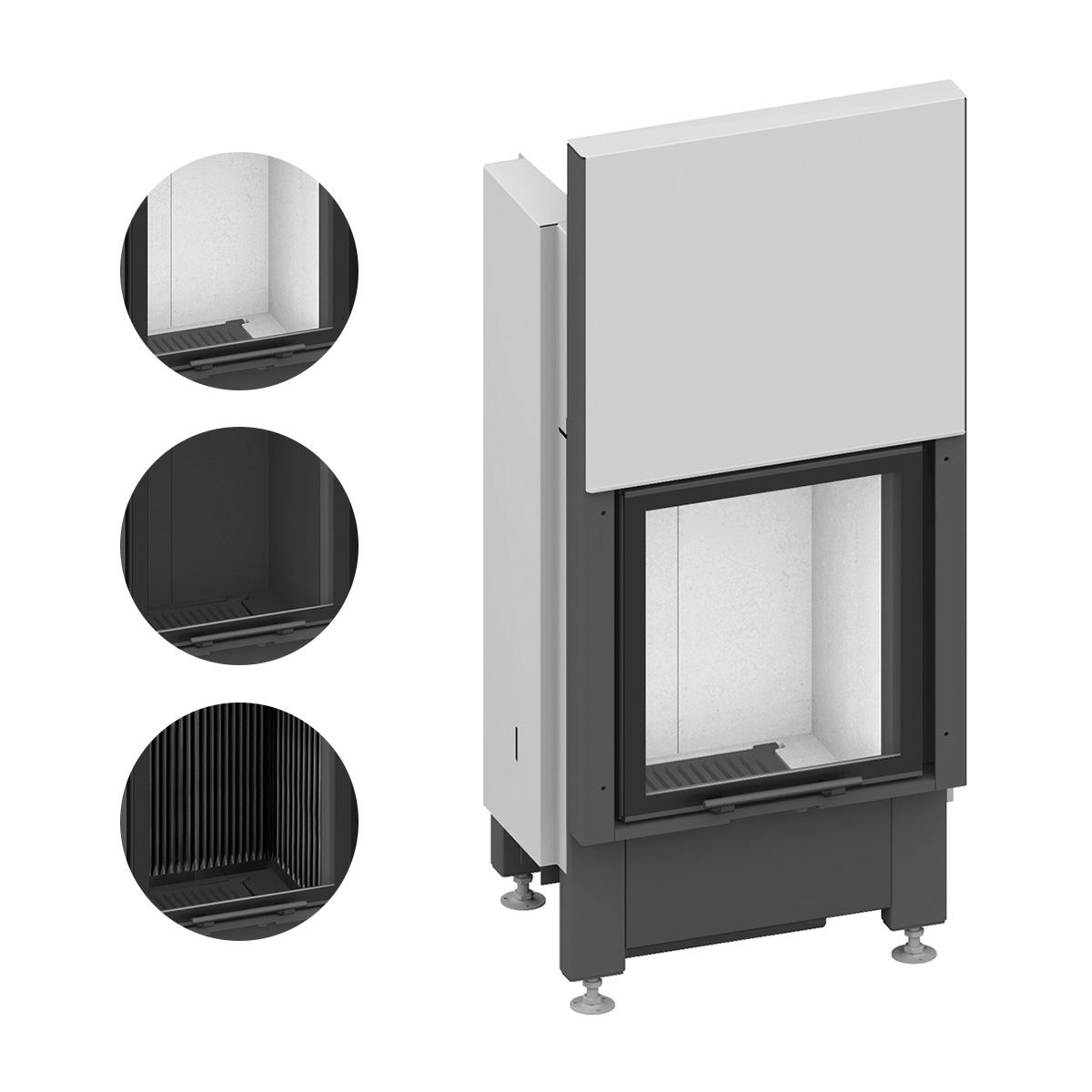 Kamineinsatz Schmid Lina GT 45 h mit 5 kW - Türhöhe: 51 cm - Feuerraumauskleidung: Schamotte Weiß - modulares Blendrahmensystem: nein