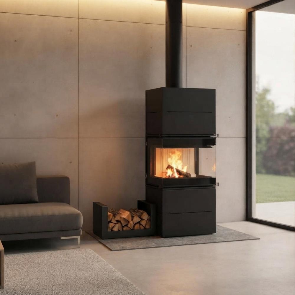 A.Caminetti Seitenbank & Holzlagerfach U-Form