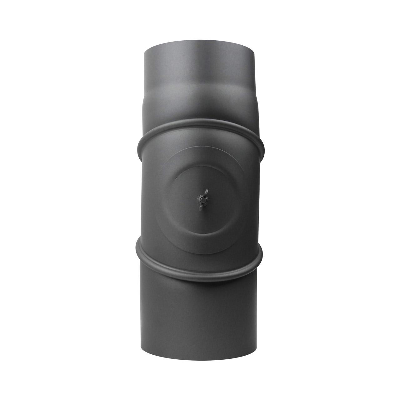 Ofenrohr Bogen 3tlg. verstellbar mit Tür DN 150 mm 90° Gussgrau