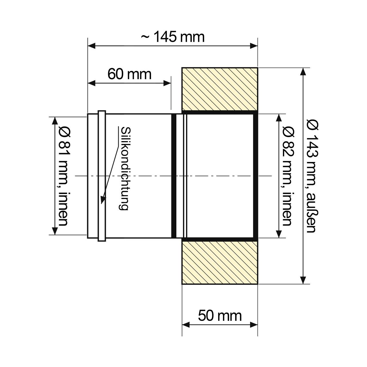 Doppelwandiges Pelletofenrohr Adapter EW/DW DN 80 mm Schwarz