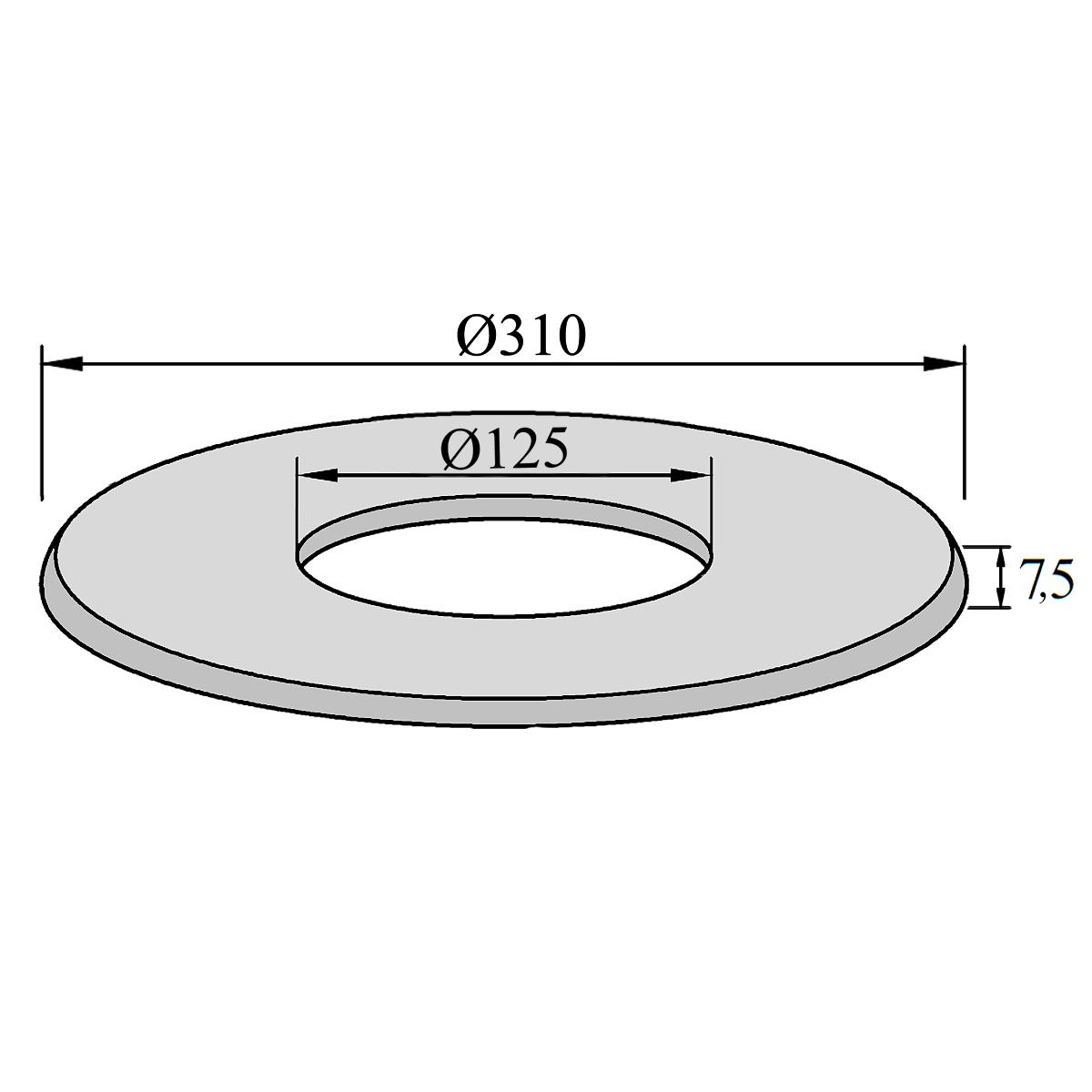 Ofenrohr Rosette DN 120 mm Rand 9 cm Gussgrau