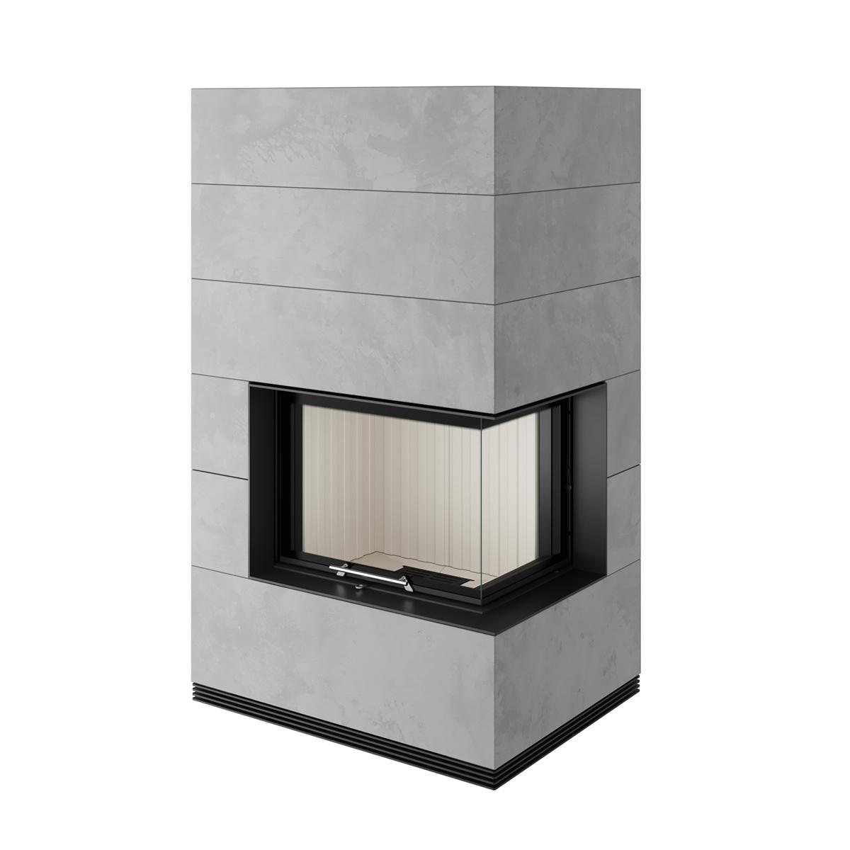 Kaminbausatz wasserführend Spartherm SIM Varia 2Rh H2O 10,4 kW - Verkleidung: 1/3 Beton Natur - Feuerraumauskleidung: weiß