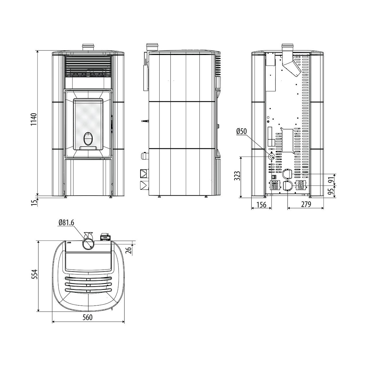 Pelletofen MCZ Club Comfort Air 12 UP! 11,9 kW - Ausführung: Bordeaux ceramic_105