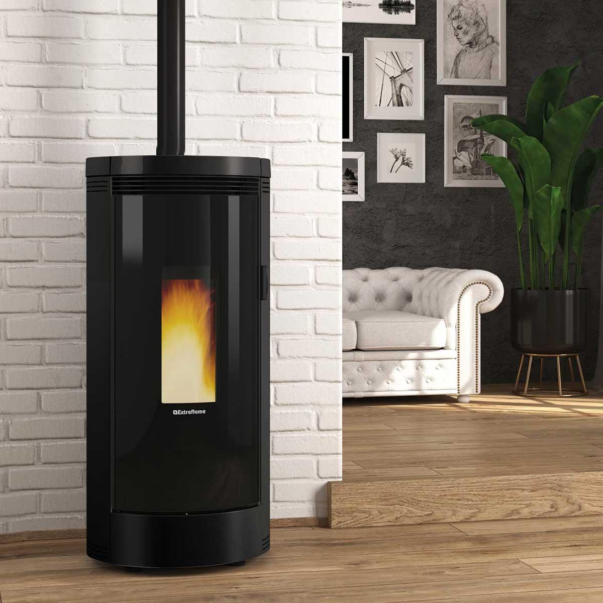 Pelletofen Extraflame Prestige Line Debby Evo mit 9 kW - Verkleidung: schwarz