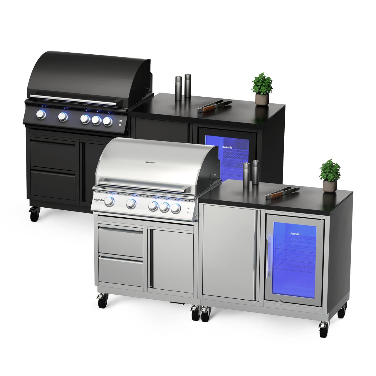 Outdoorküche vivandio quub / Mobile Outdoorküche mit Grill und Kühlschrank