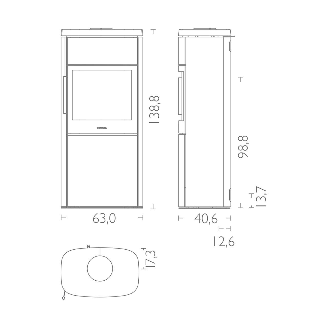 Kaminofen HWAM 4660 Stein SmartControl 8 kW - Brennraumtür: Guss - Verkleidung: Dark Galaxy - Korpus: Schwarz