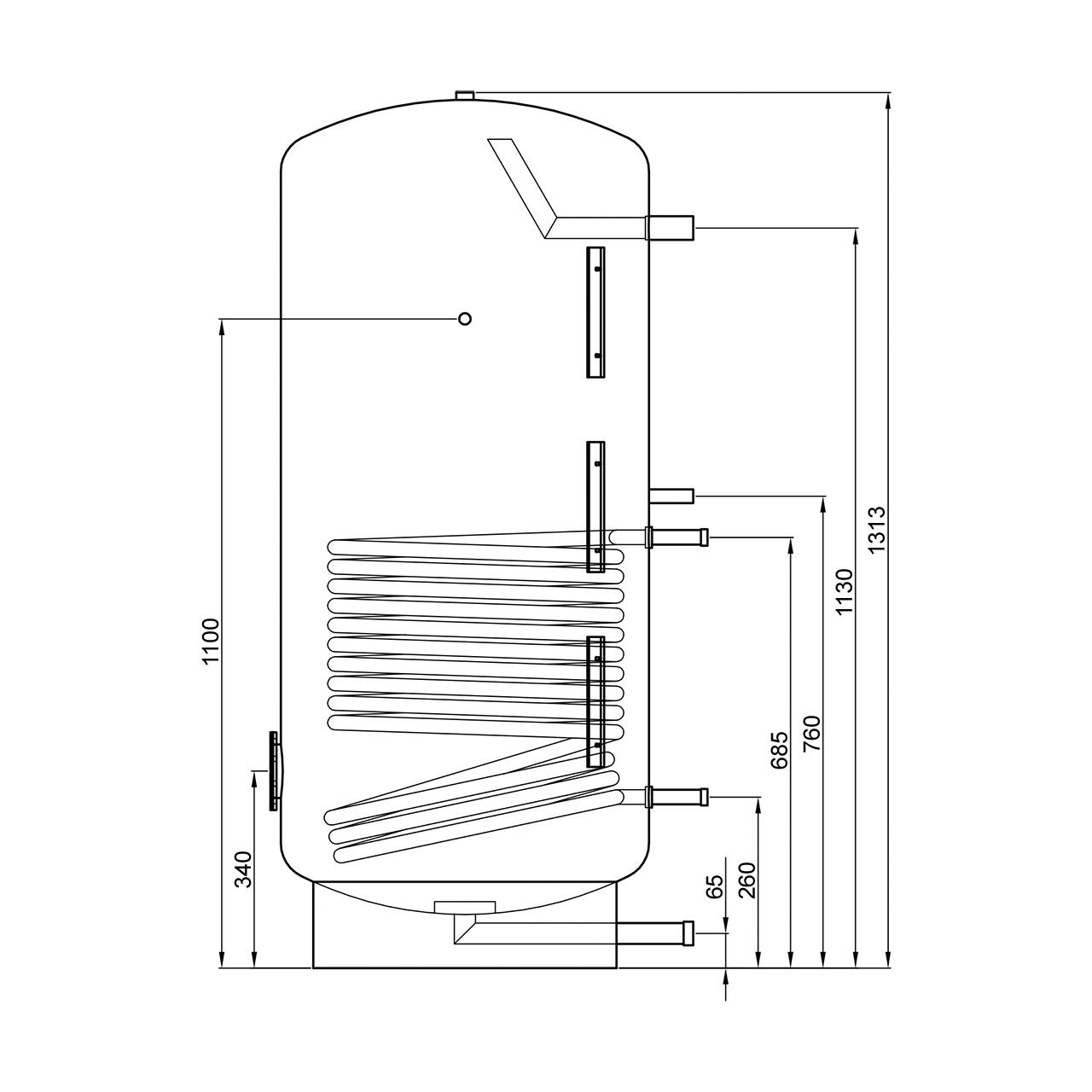 Standspeicher TWL Typ ES 150 l mit Wärmetauscher