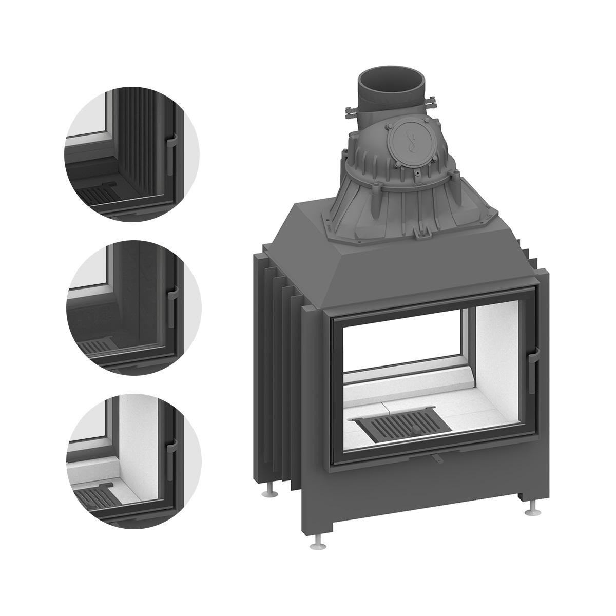 Tunnel-Kamineinsatz Schmid Lina TV 67 s/s mit 9 kW