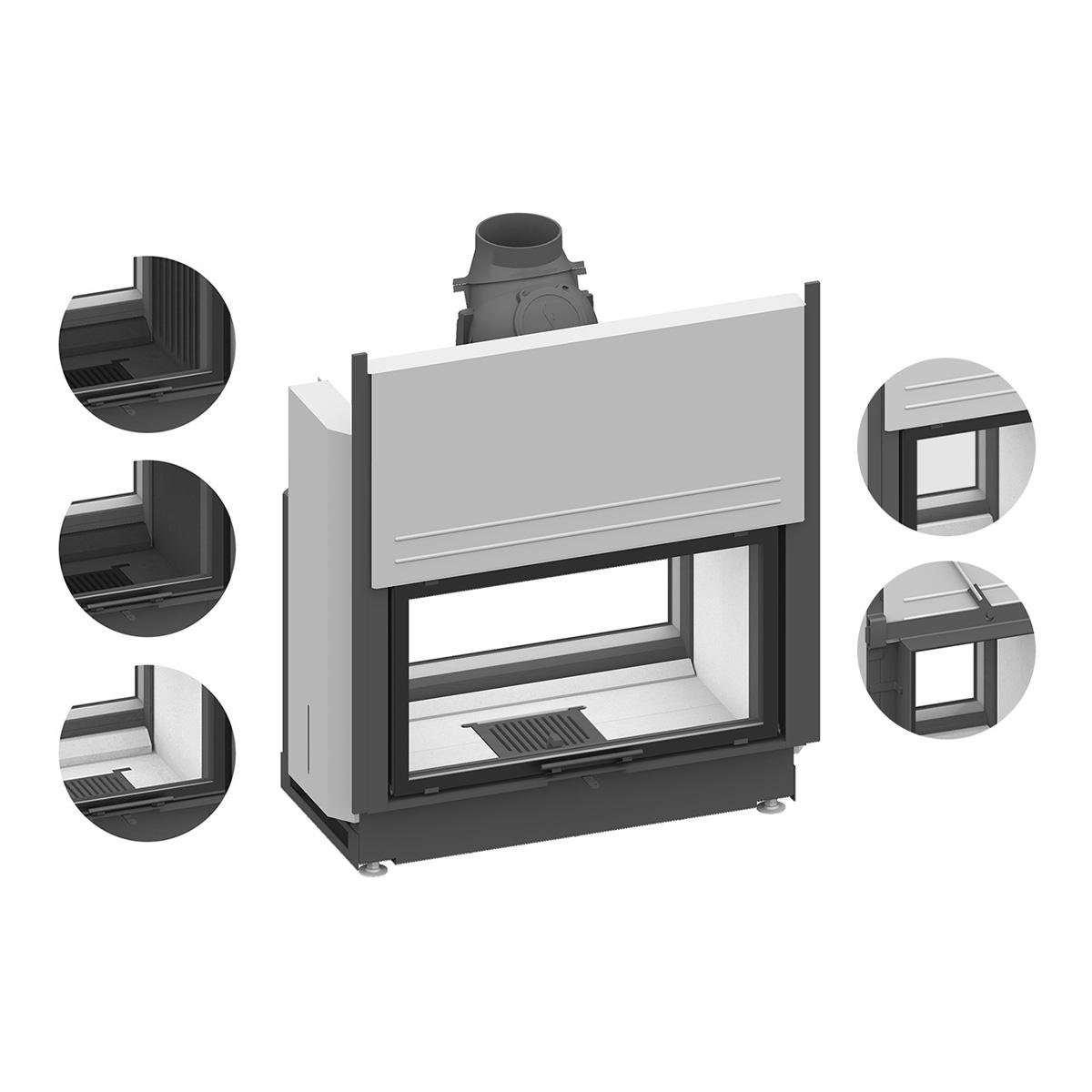 Tunnel-Kamineinsatz Schmid Lina TV 87 h/s mit 10 kW