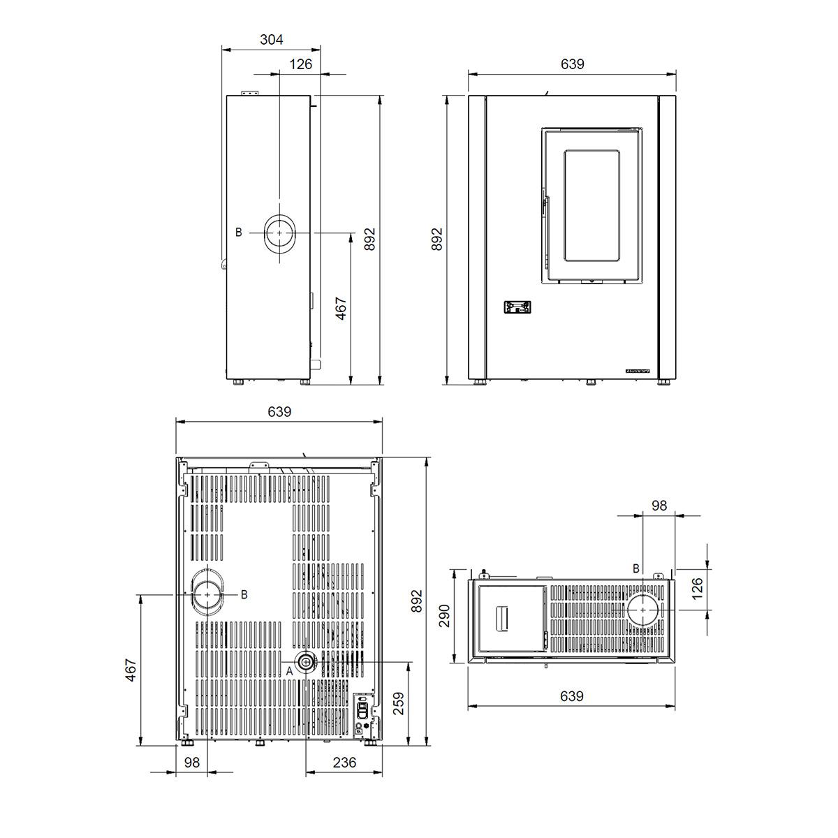 Pelletofen Extraflame Luisella 5.0 Maxi mit 7 kW - Verkleidung: Grigio Grafite