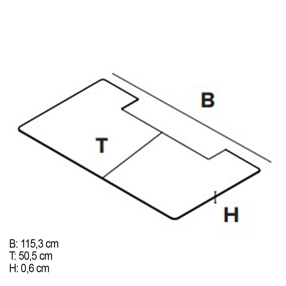 Vorlegeplatte Glas (B 115,3 / T 50,5 / H 0,6 cm)