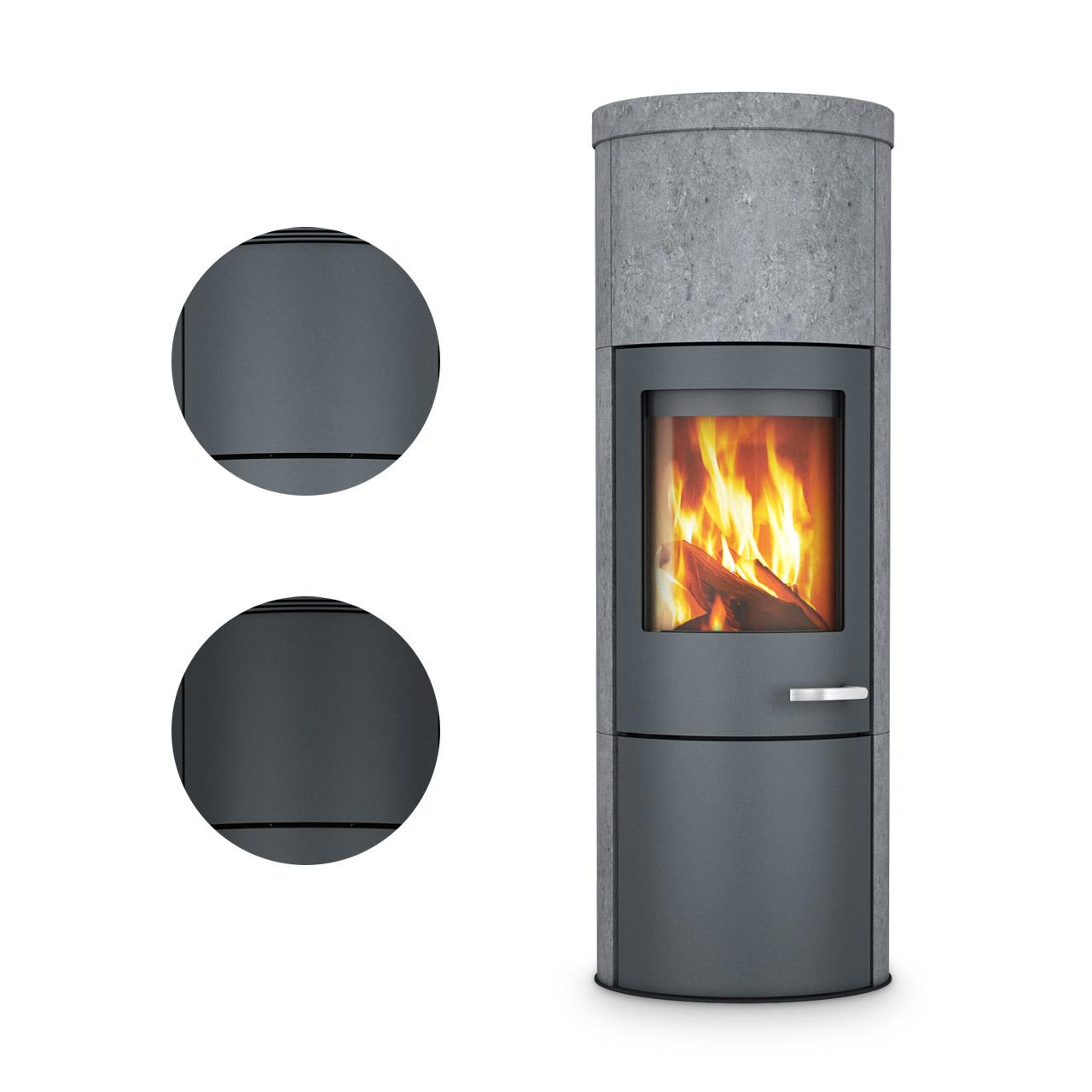 Kaminofen Skantherm Merano XL Stein 6 kW - Ausführung: Merano XL Stein RLA, Korpus Grau