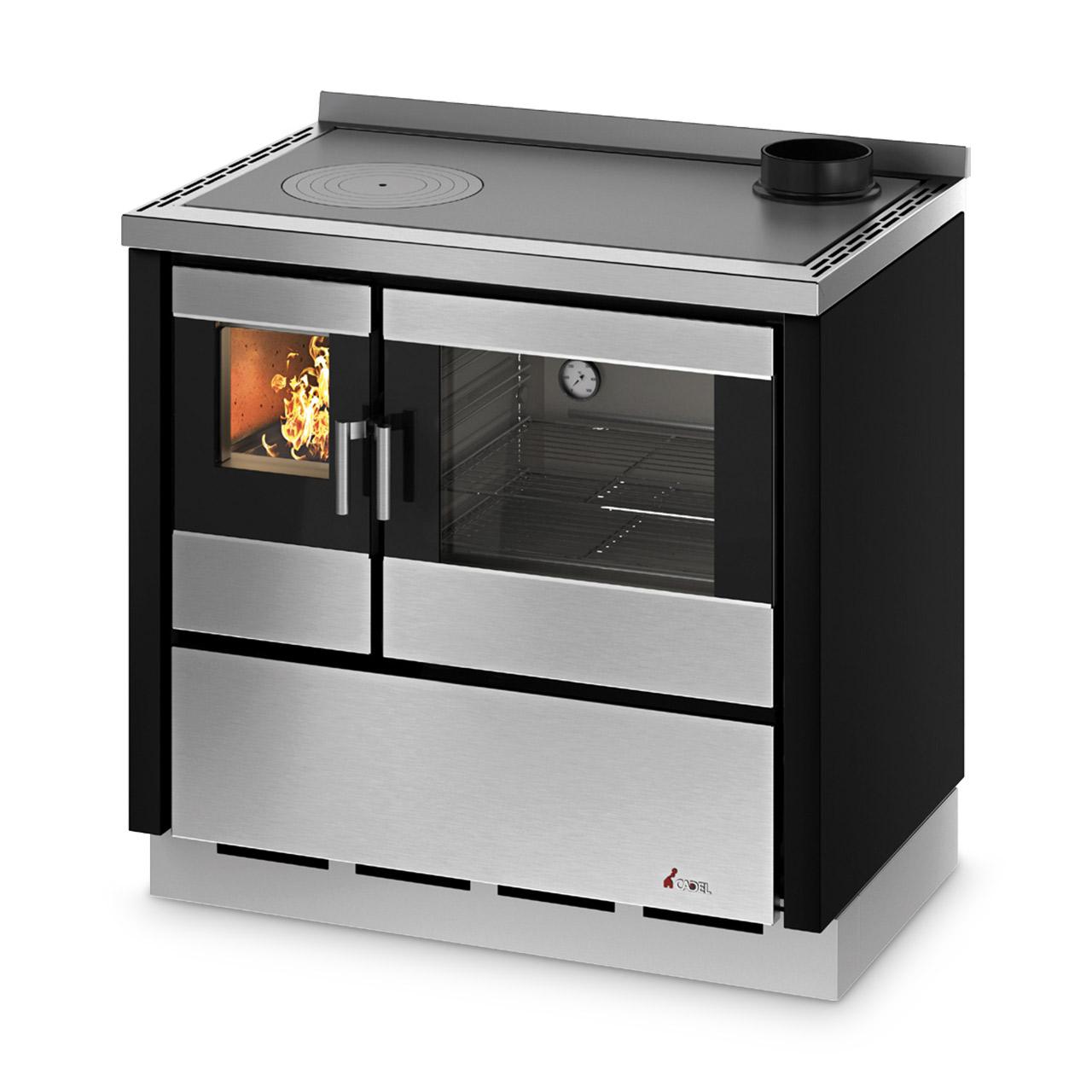 Holzherd Cadel Kook 90 4.0 7,5 kW - Ausführung: Stahl Schwarz