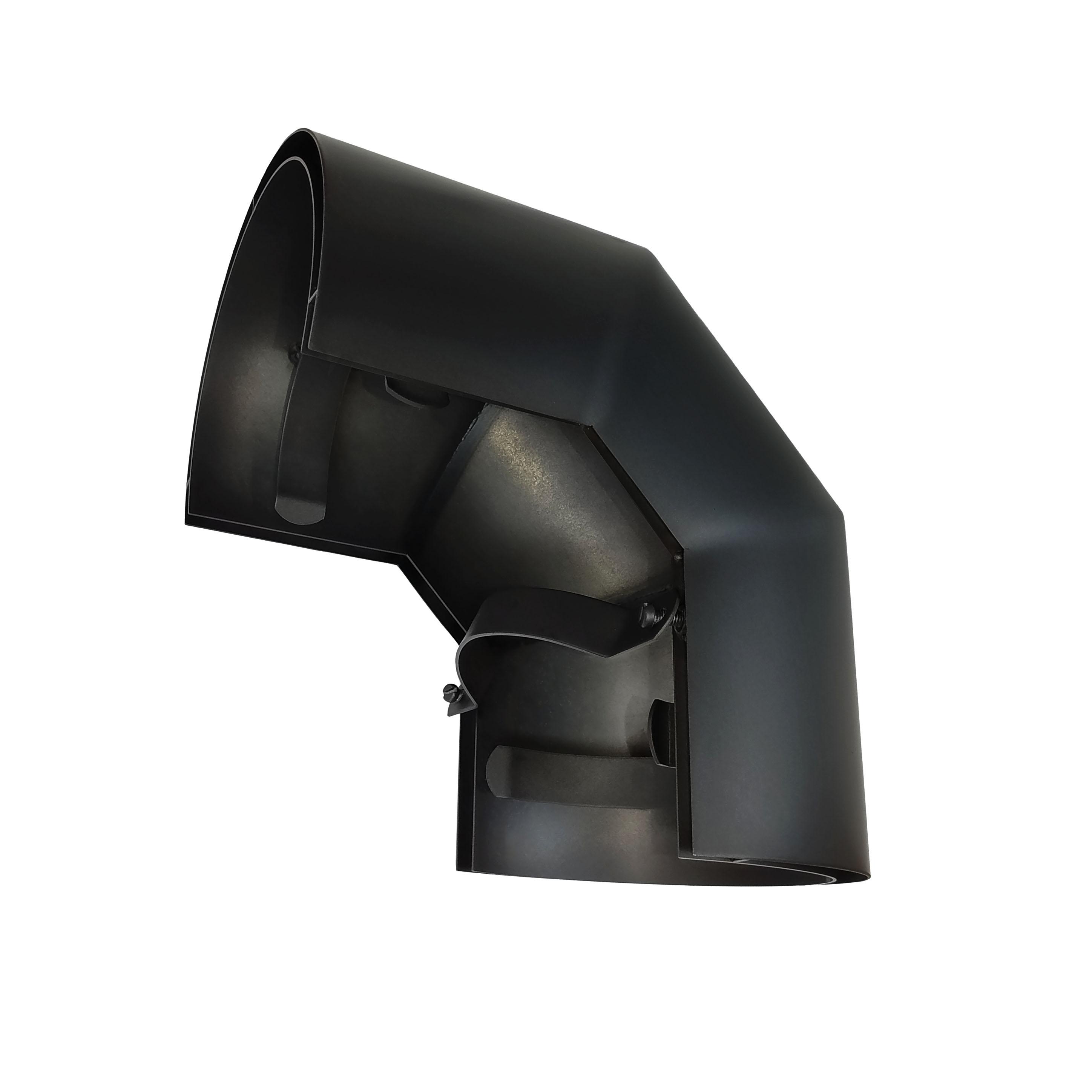 Ofenrohr Bogen Hitzeschutz doppelt DN 130 mm 90° Schwarz
