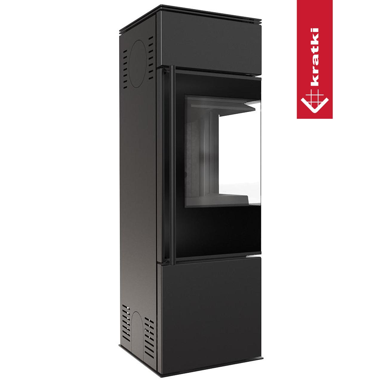 Kaminofen Kratki REN/S 7,3 kW - Ausführung: Schwarz - Version: Ecke rechts - Tür selbstschließend: ja