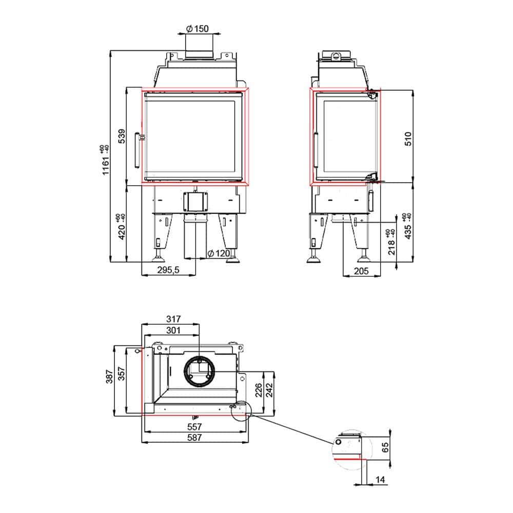 Kamineinsatz BeF Feel 6 CP/CL 5 kW - Ausführung: links