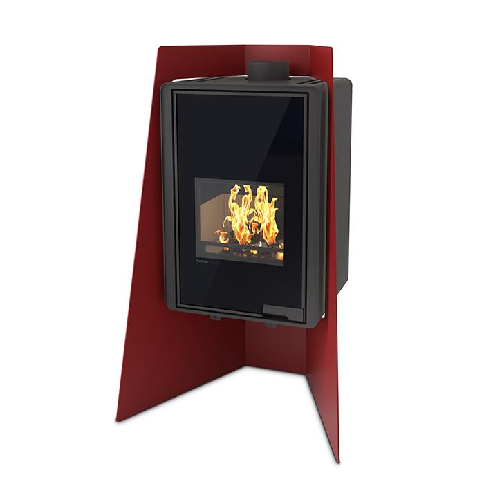 Kaminofen HS Flamingo Deluxe Island 9 kW - Farbe: Rot