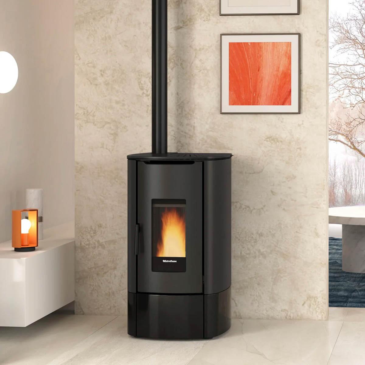 Pelletofen Extraflame Prestige Line Angy Top mit 7 kW - Verkleidung: schwarz