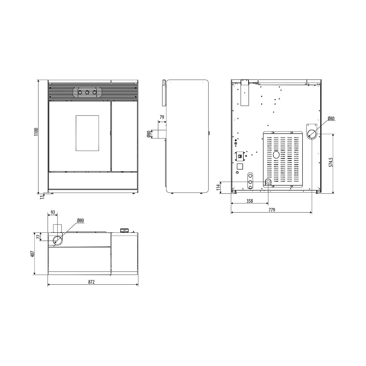 Pelletofen MCZ Aki Hydro Matic 18 R 17,7 kW - Ausführung: Dark metal_308