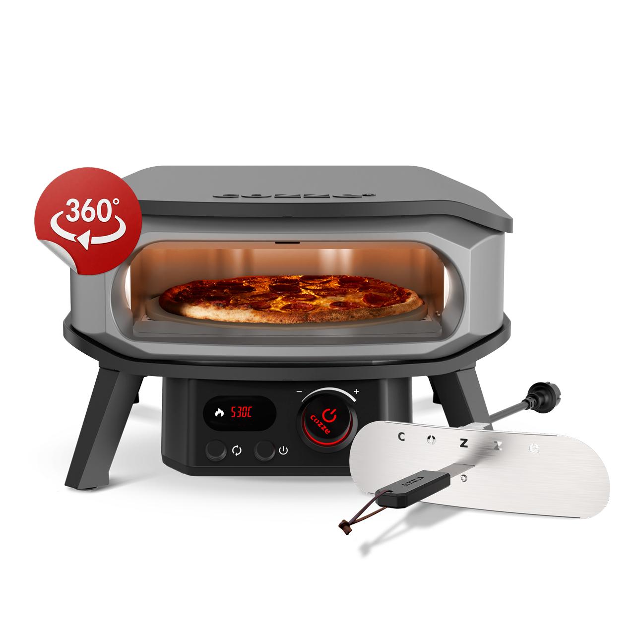 Elektro Pizzaofen Cozze 13 Zoll Premium Rotate 2200 W inkl. drehbarer Pizzastein & Hitzeschild