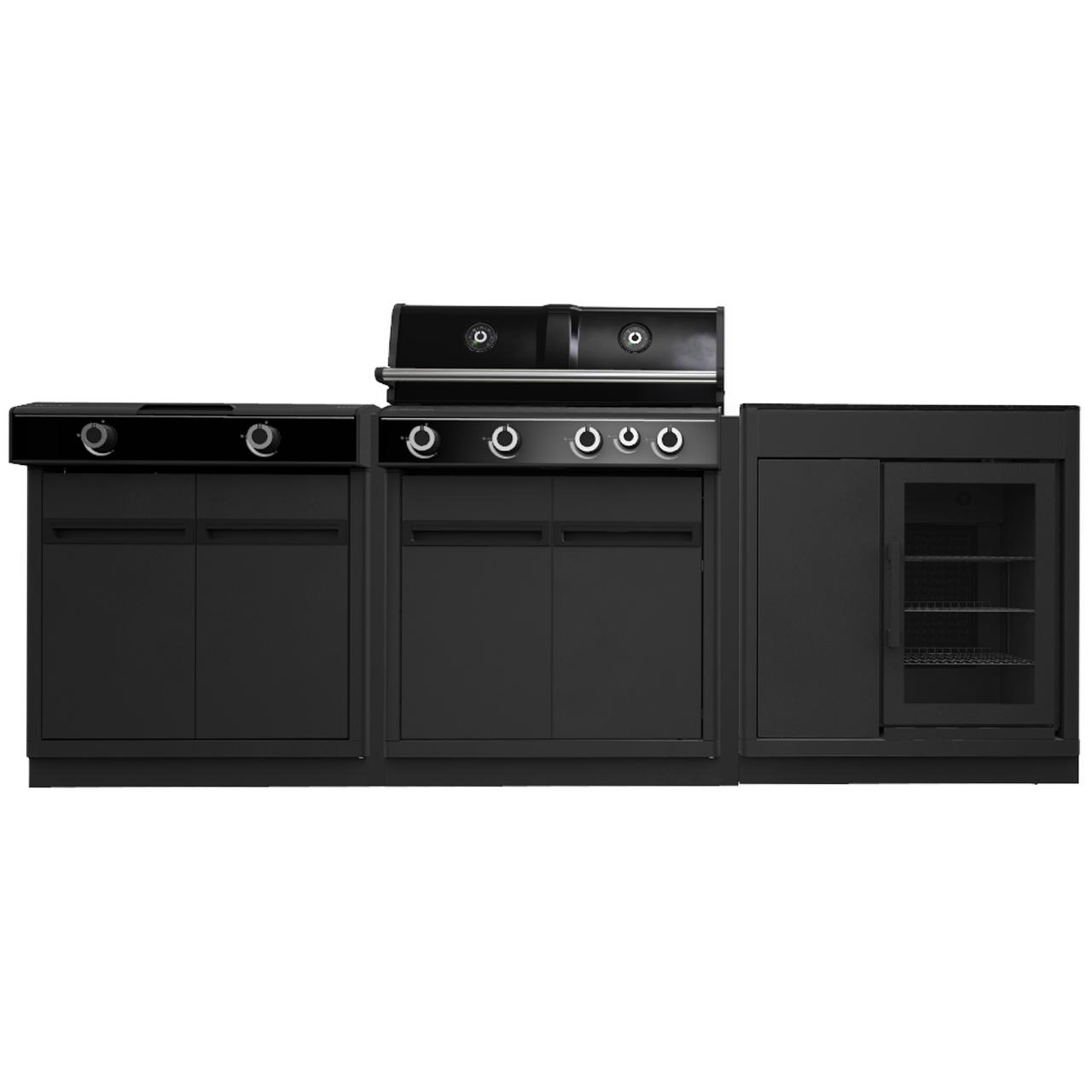 Outdoorchef Heat Outdoorküche X-415 RB K mit Blazing Zone X-245 K und Kühlschrankmodul inkl. Arbeitsplatte aus Granit
