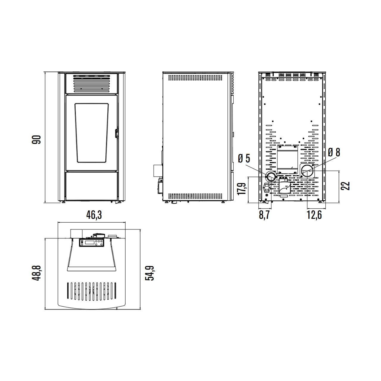 Pelletofen Red Dalia Air 6 S1 6,3 kW - Ausführung: Metall 302_White