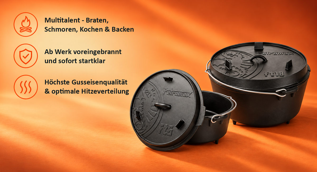 Titelbild, Petromax Feuertopf mit Füßen